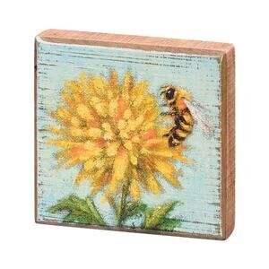 Primitives by Kathy 112375 Dandelion Block Sign  4-inch Square